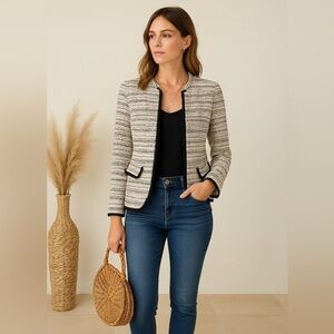 Helene Berman London Tweed Jacket with Black Fringe – Size Small NWT